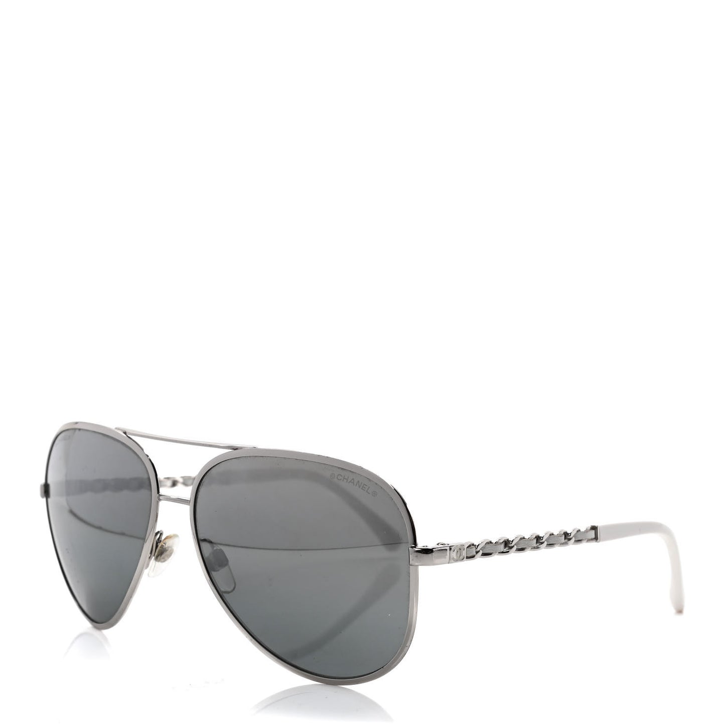 Lambskin Aviator Chain Sunglasses 4194-Q White