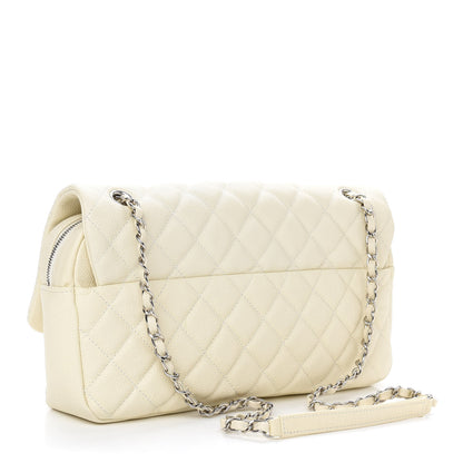 Chanel Caviar Quilted Jumbo Easy Flap Dark White 3 of 9