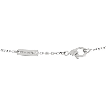 Van Cleef & Arpels 18K White Gold Diamond Guilloche Vintage Alhambra Pendant Necklace 4 of 6