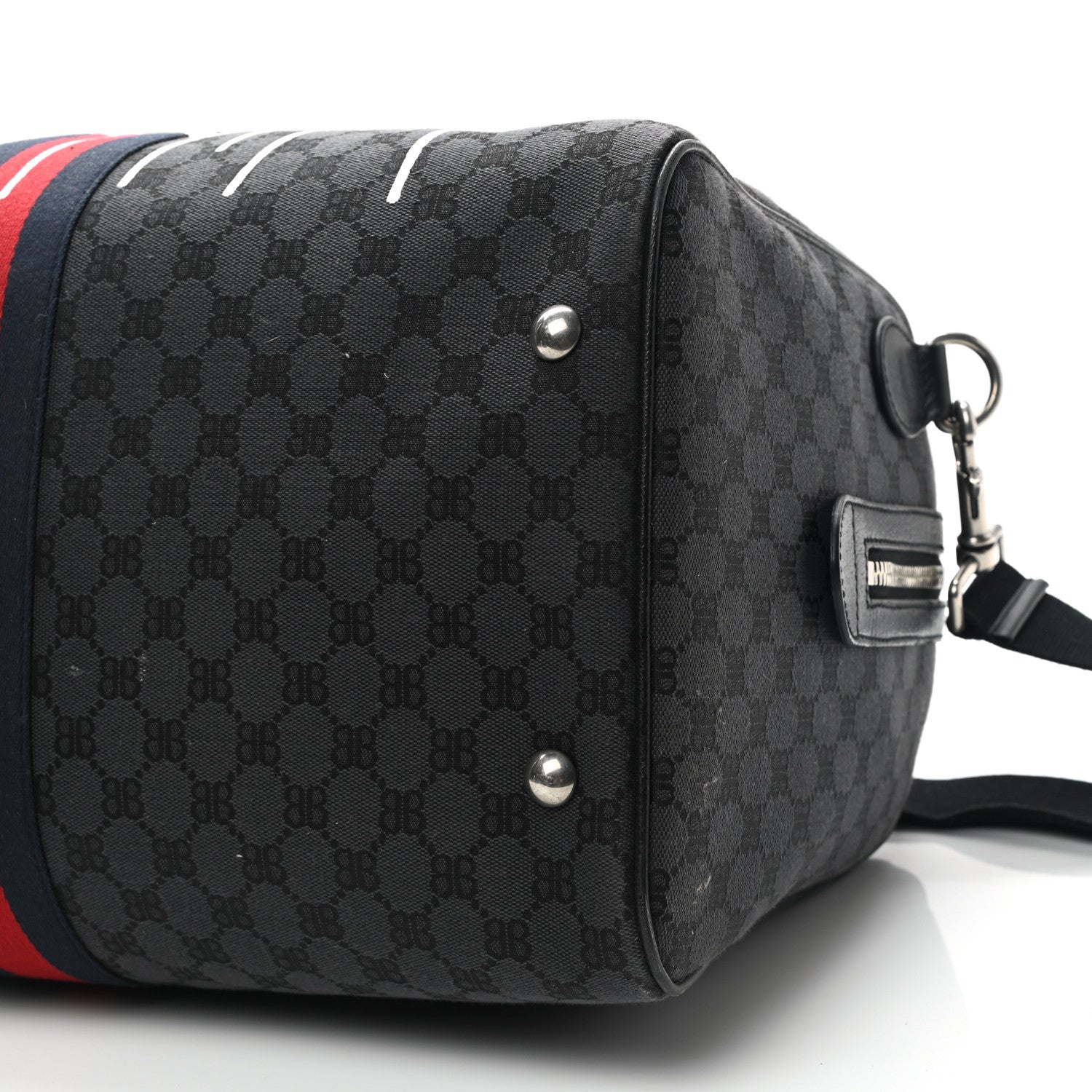 Gucci X BALENCIAGA BB Monogram Web Graffiti Medium Ophidia Carry-On Duffle Bag Black 10 of 10