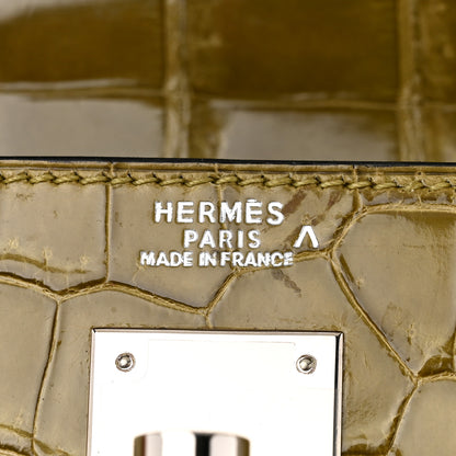 Hermes Shiny Porosus Crocodile Kelly Sellier 32 Vert Anis 6 of 10