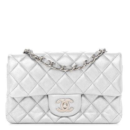 Chanel Metallic Lambskin Quilted Mini Rectangular Flap Silver 1 of 10