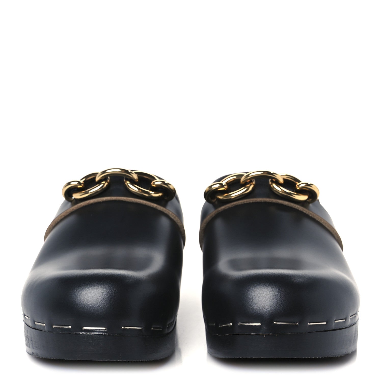 Saint Laurent Smooth Calfskin Le Maillon Clogs 37 Black 3 of 9