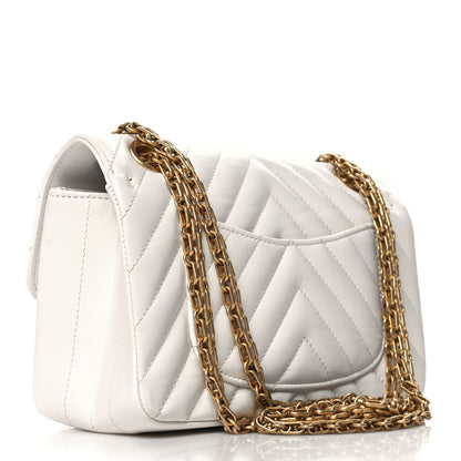 Chanel Aged Calfskin Chevron Quilted 2.55 Reissue Mini Flap White 3 of 10