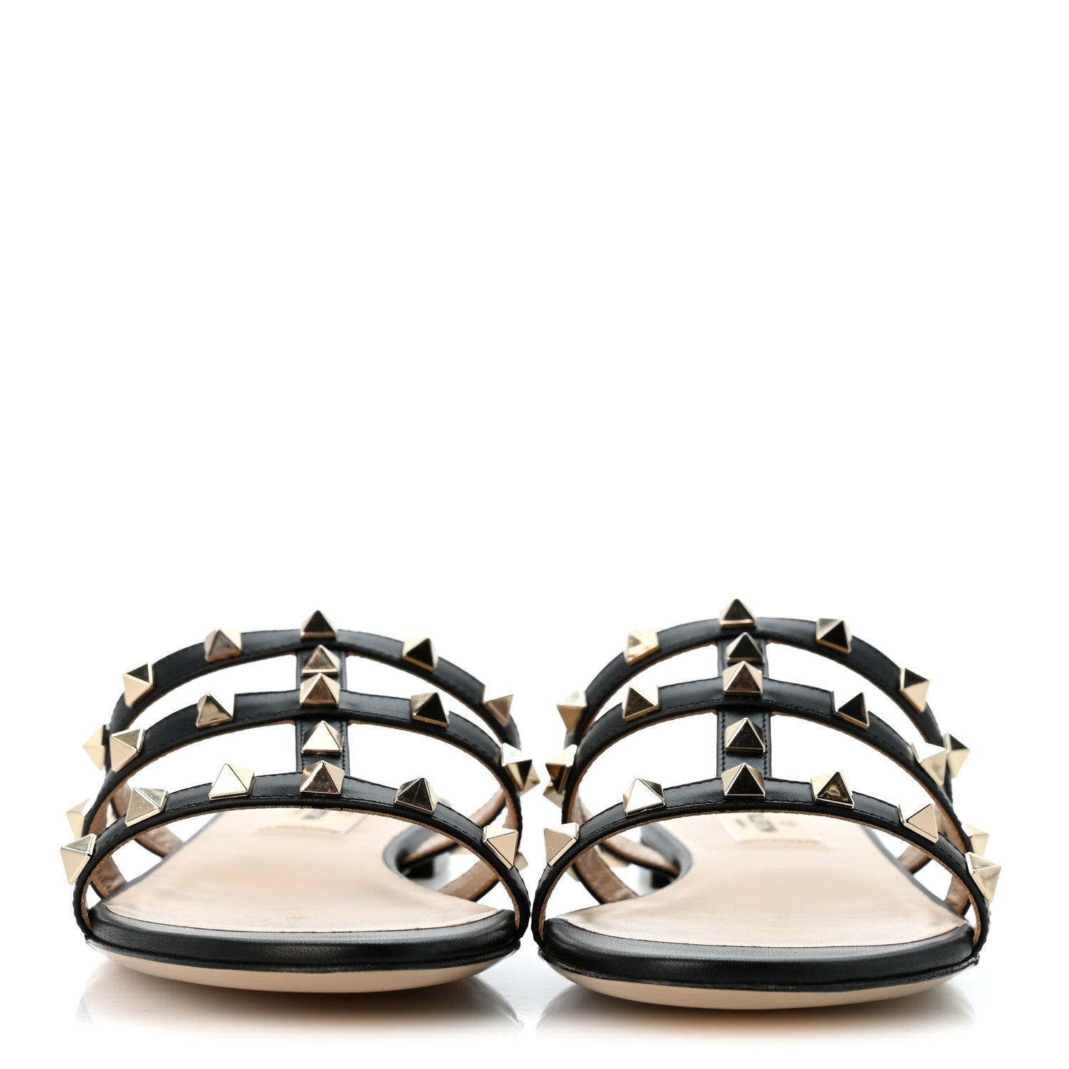 Valentino Garavani Nappa Rockstud Caged Flat Slide Sandals 36 Black 3 of 9