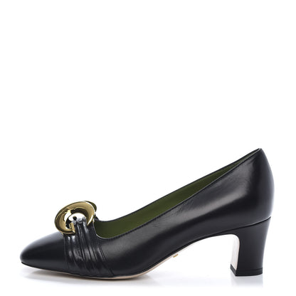 Gucci Malaga Kid Half Moon GG Square Toe Pumps 35 Black 1 of 9