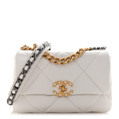 Chanel Goatskin Quilted Medium Chanel 19 Flap White 1 of 13