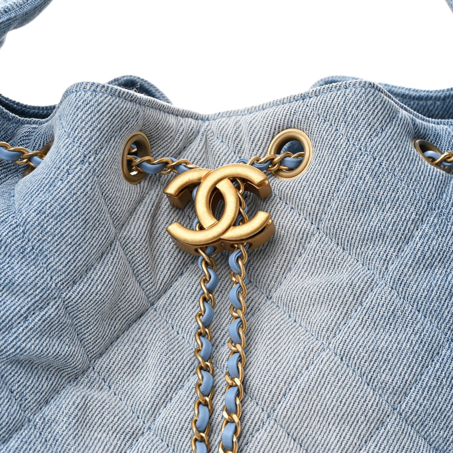Chanel Washed Denim Quilted Medium Chanel 25 Handbag Blue 10 of 13