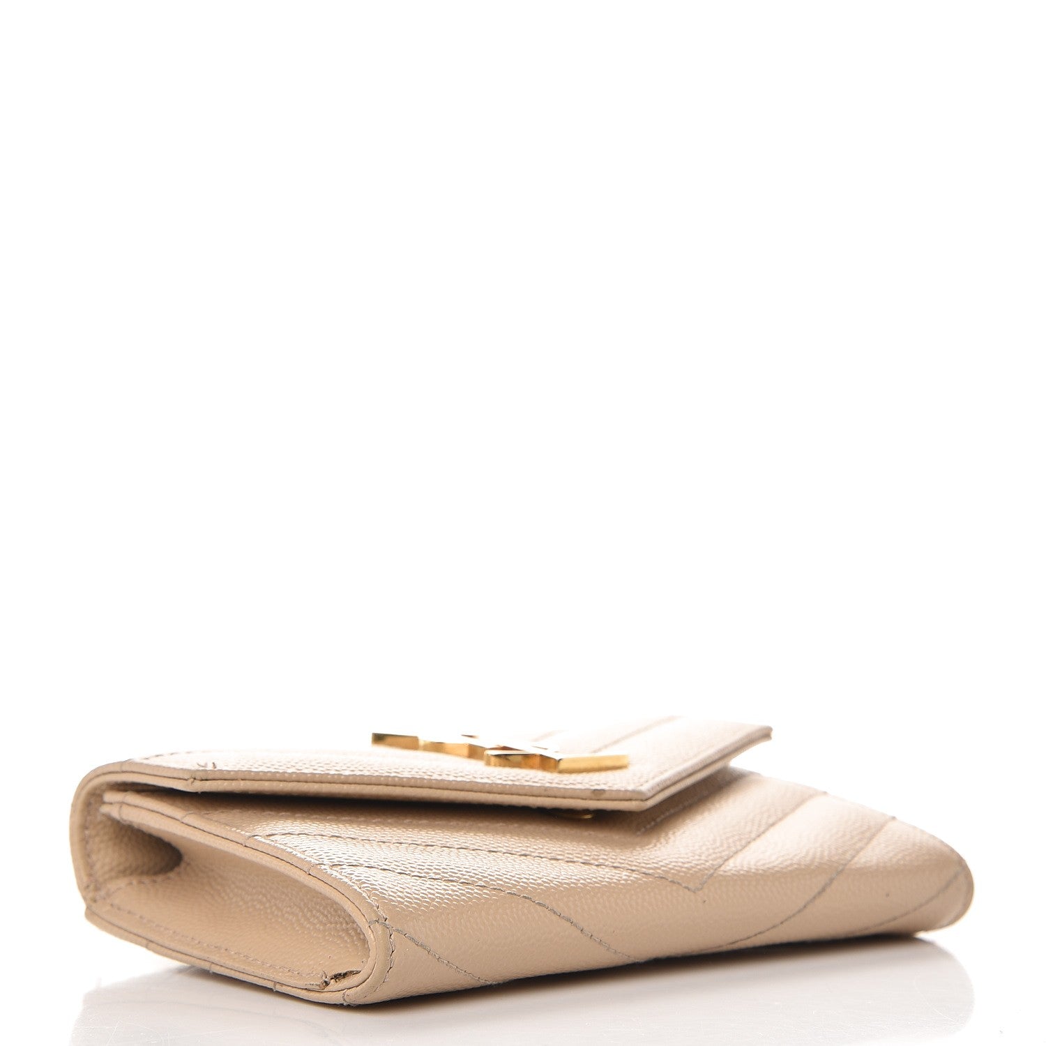 Saint Laurent Grain De Poudre Matelasse Chevron Small Monogram Envelope Wallet Nude Powder 4 of 11