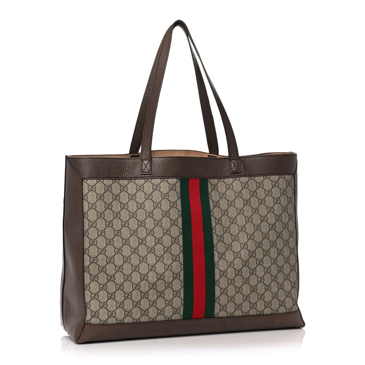 GG Supreme Monogram Web Large Ophidia Tote Brown