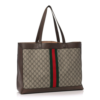 Gucci GG Supreme Monogram Web Large Ophidia Tote Brown 4 of 22