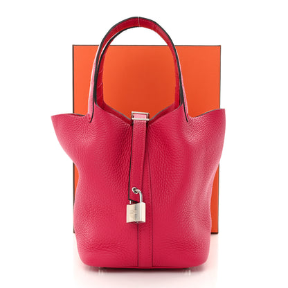 Hermes Taurillon Clemence Matte Alligator Picotin Lock Touch 18 PM Framboise 11 of 11