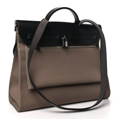 Hermes Toile Officier Vache Hunter Herbag Zip 39 MM Etoupe Bleu Indigo 4 of 12