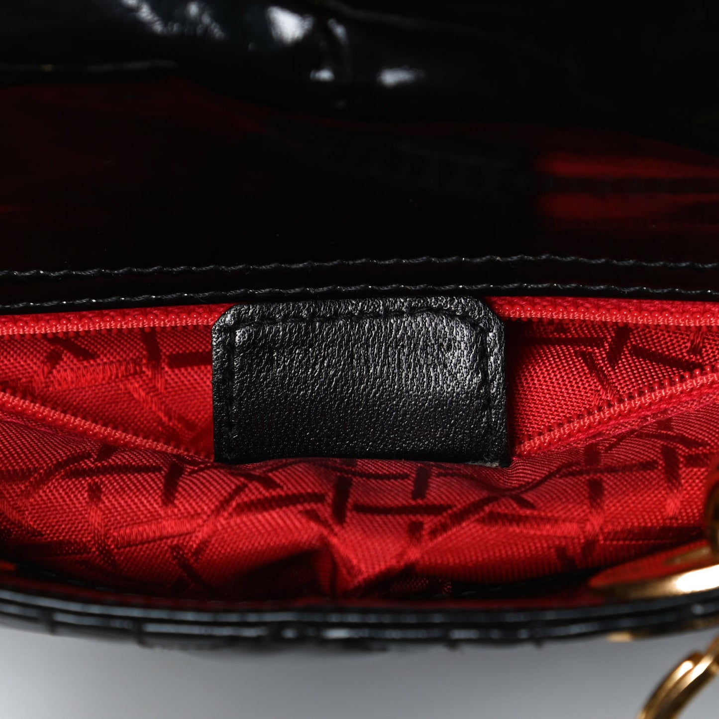 Patent Cannage Mini Lady Dior Black