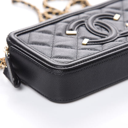 Chanel Caviar Quilted CC Filigree Clutch With Chain Black 11 of 13