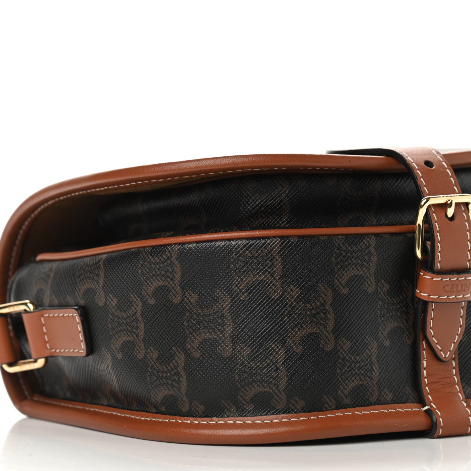 Celine Triomphe Canvas Medium Folco Bag Tan 7 of 8