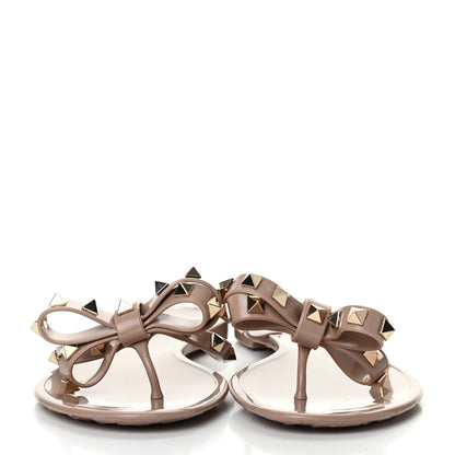 Valentino Garavani PVC Jelly Rockstud Bow Thong Sandals 38 Poudre 2 of 7