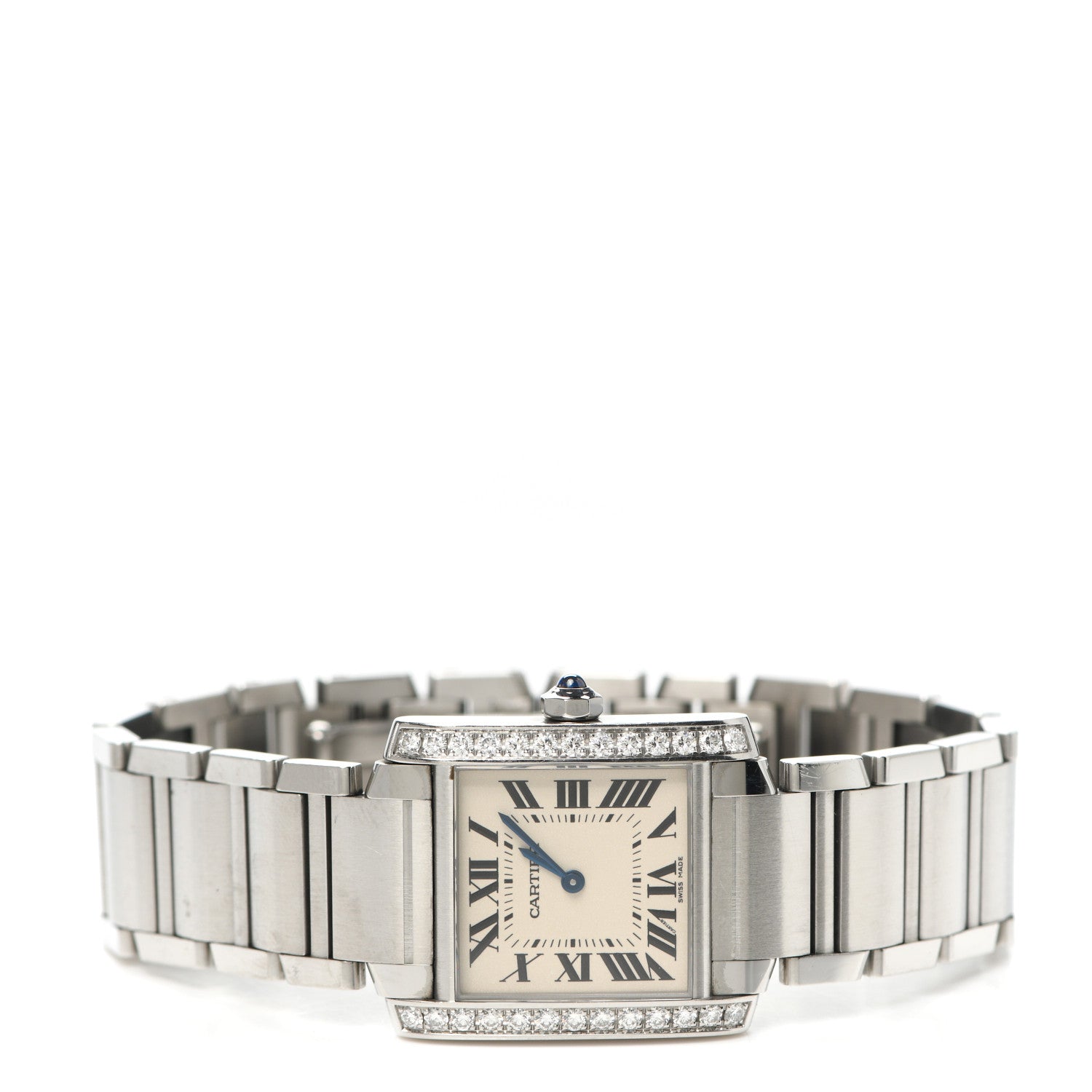 Cartier Stainless Steel Diamond Bezel 25mm Tank Francaise Quartz Watch 2 of 5