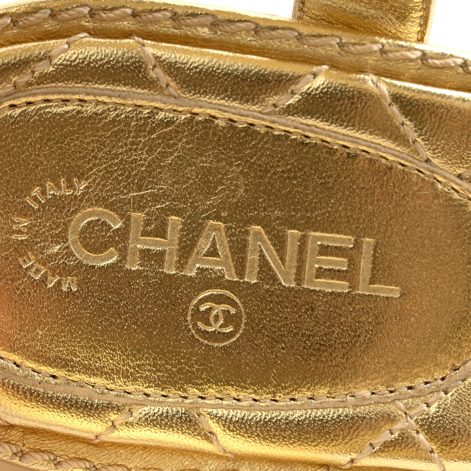 Chanel Goatskin Fantasy CC Pearl Thong Sandals 41 Gold 6 of 11