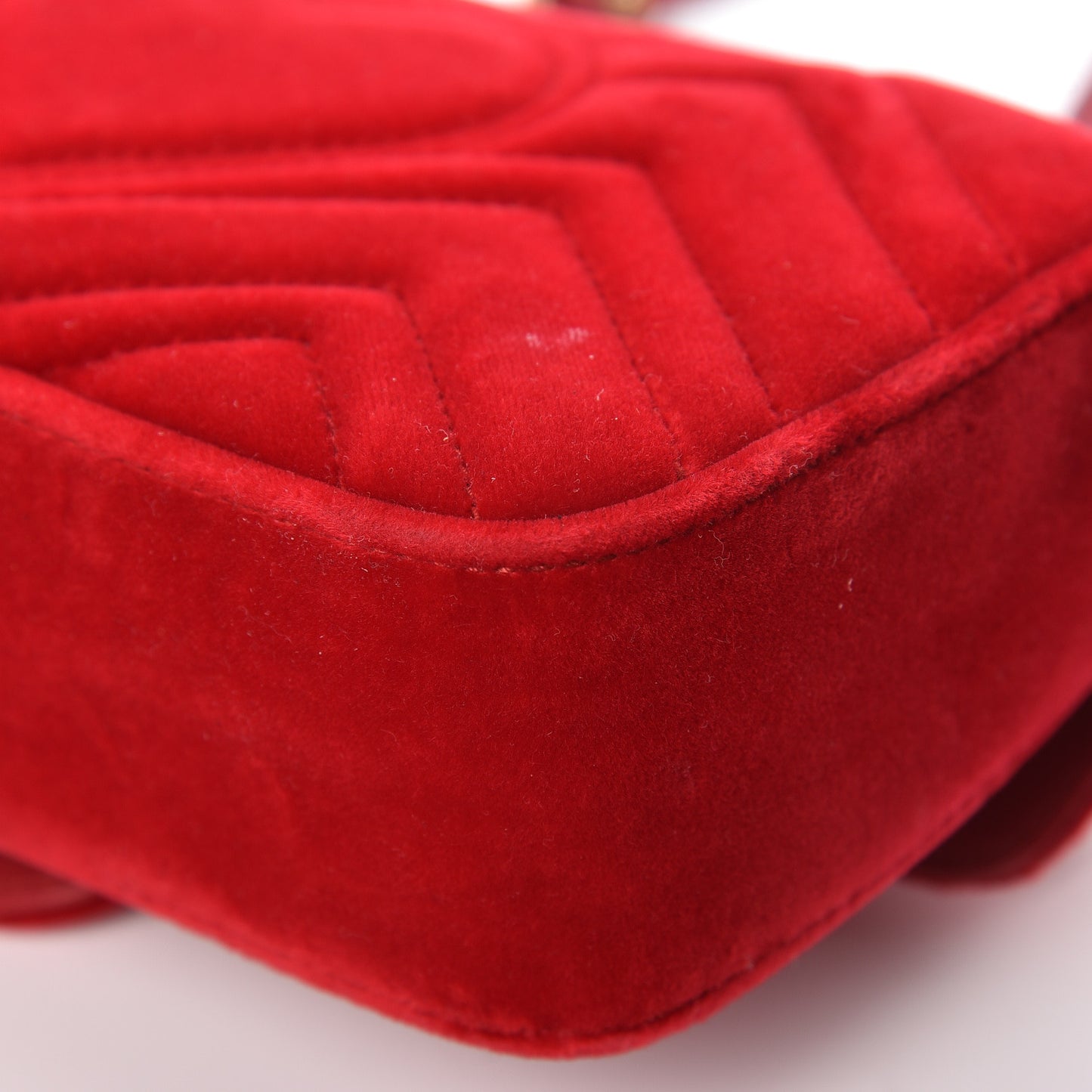Velvet Matelasse Mini GG Marmont Shoulder Bag Hibiscus Red
