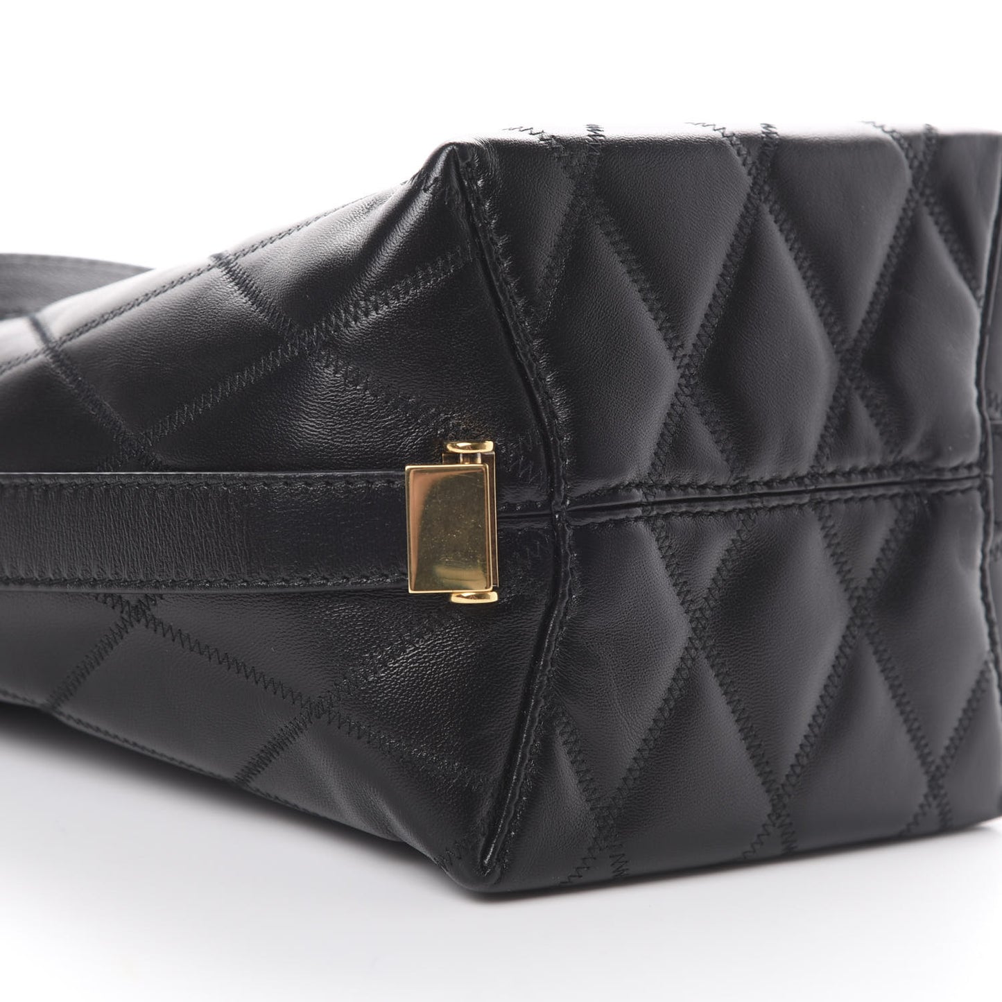 Lambskin Quilted Mini GV Bucket Bag Black