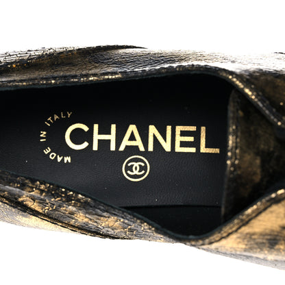 Chanel Laminated Goatskin Lace Up Oxford 38 Gold 7 of 9