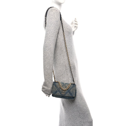 Chanel Denim Quilted Chanel 19 Wallet On Chain WOC Blue 2 of 12