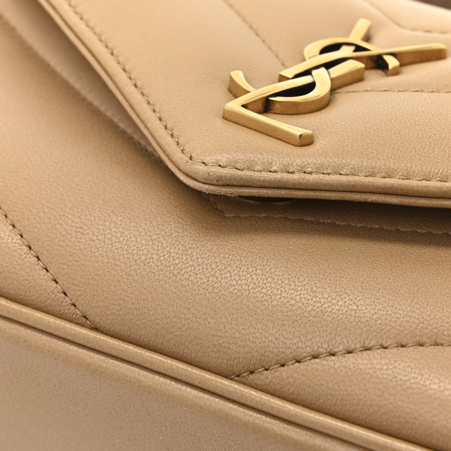 Saint Laurent Lambskin Chevron Quilted Mini Loulou Bag Havana Brown 12 of 12