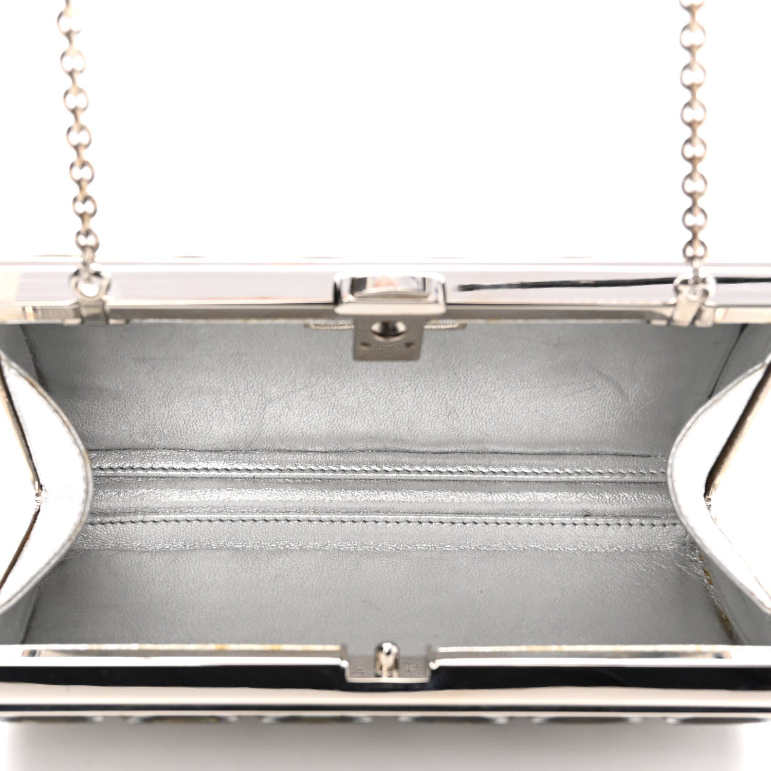 Judith Leiber Swarovski Crystal Minaudiere Clutch Silver 4 of 9