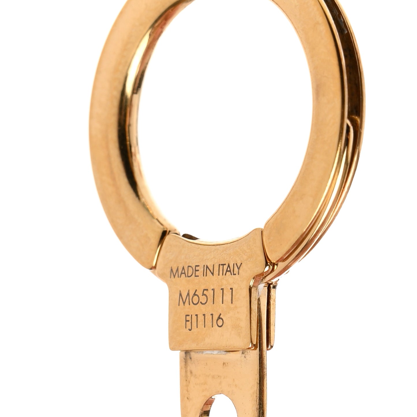 Brass Enamel Fleur De Monogram Bag Charm Chain Gold