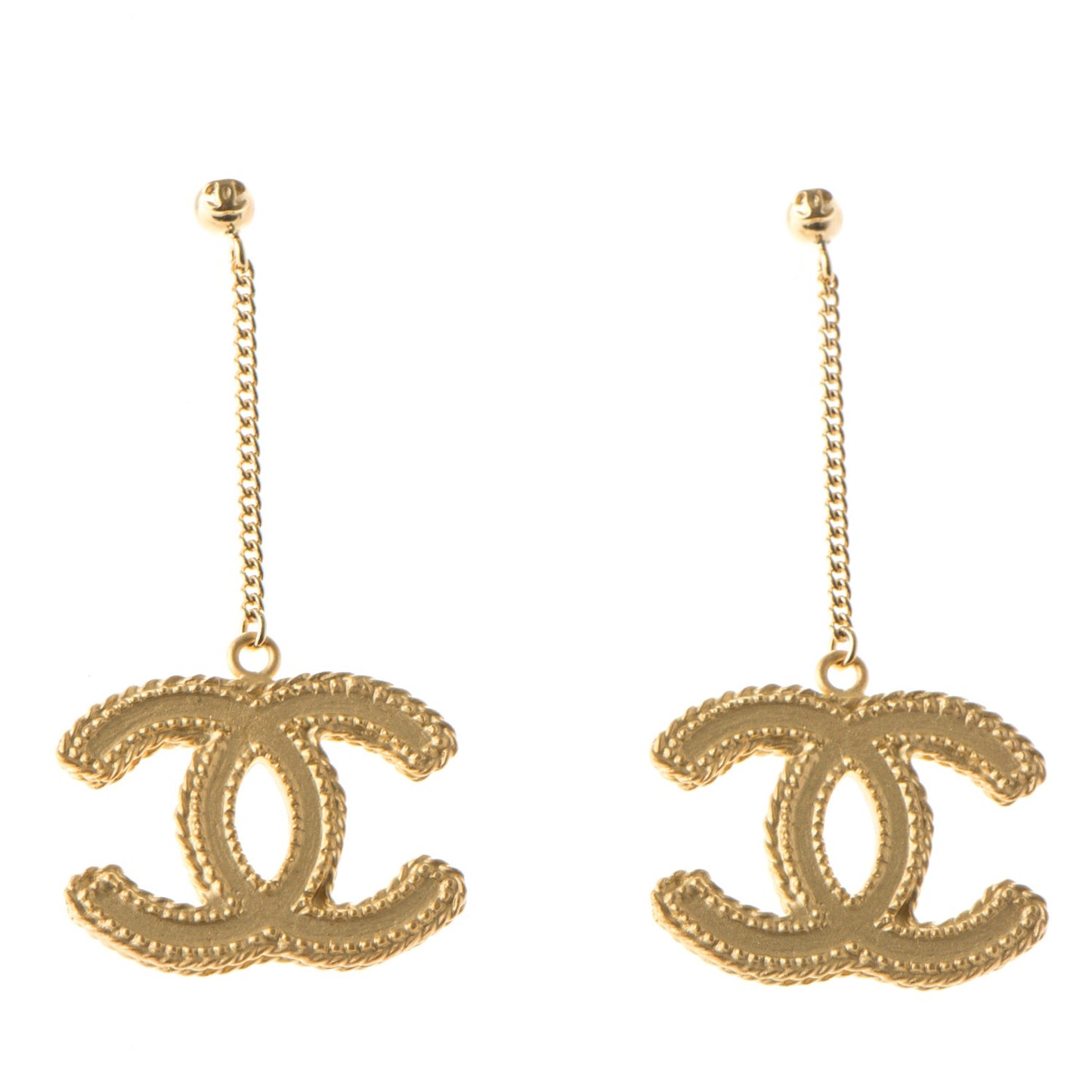 CC Drop Earrings Matte Gold