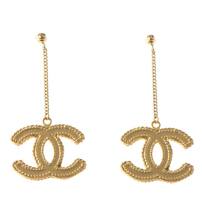 Chanel CC Drop Earrings Matte Gold 1 of 5