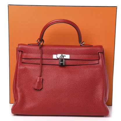 Hermes Taurillon Clemence Retourne Kelly 35 Rouge Casaque 34 of 34