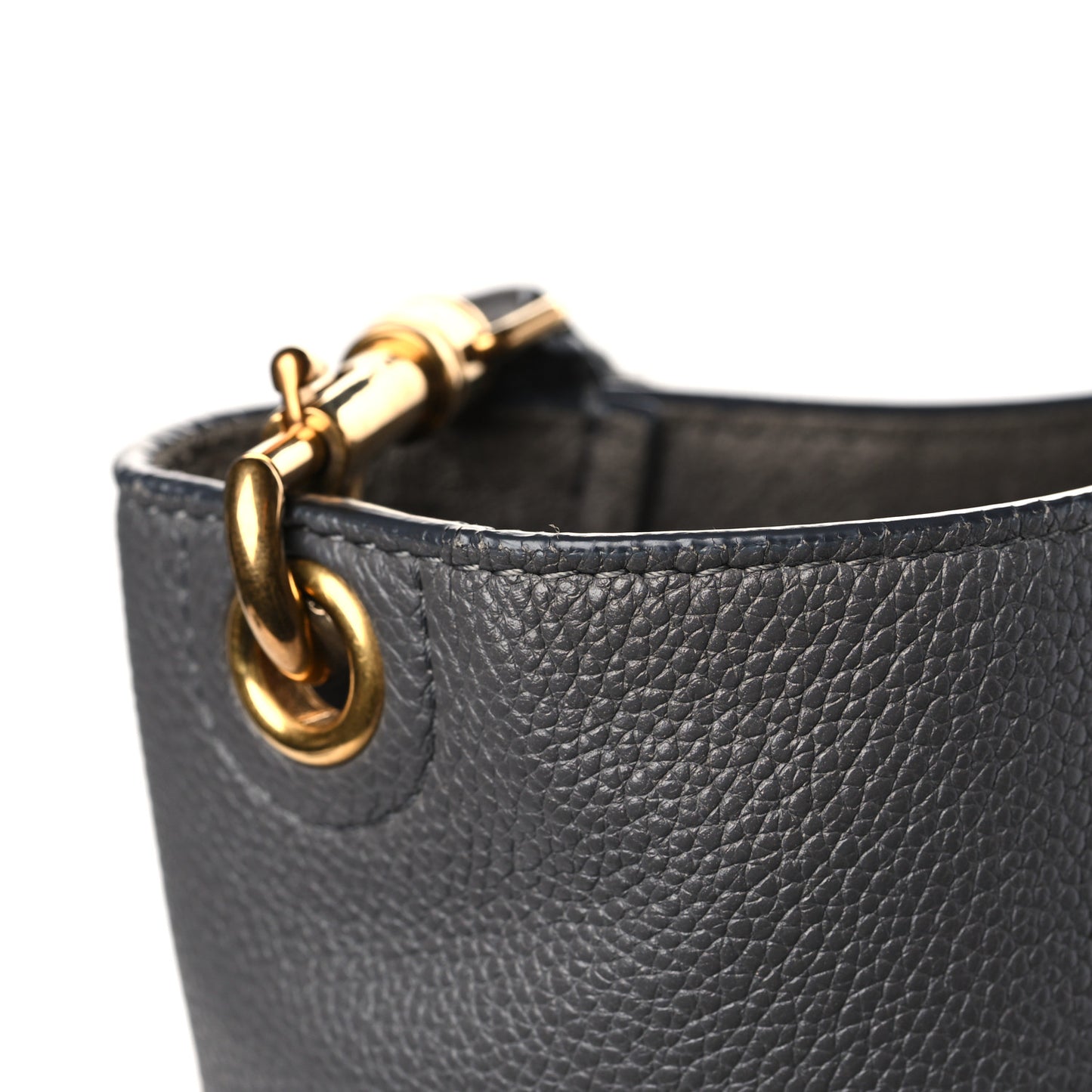 Soft Grained Calfskin Sangle Bucket Bag Grey