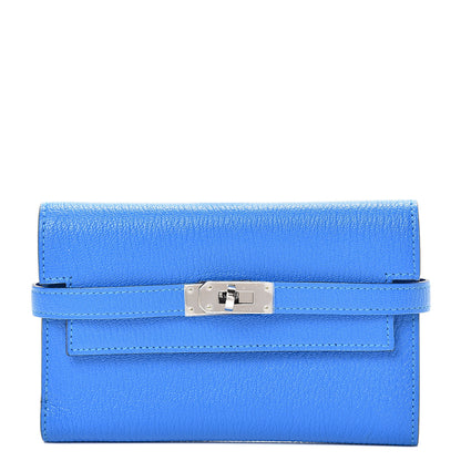 Hermes Chevre Mysore Medium Kelly Wallet Bleu Hydra 1 of 6