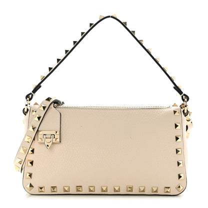 Valentino Garavani Pebbled Calfskin Small Rockstud Flip Lock Shoulder Bag Light Ivory 1 of 11