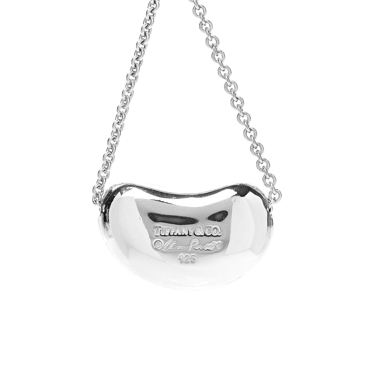 Sterling Silver 20mm Elsa Peretti Bean Pendant Necklace