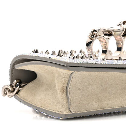 Alexander McQueen Suede Calfskin Crystal Studded Mini Jeweled Knuckle Satchel Silver 9 of 13