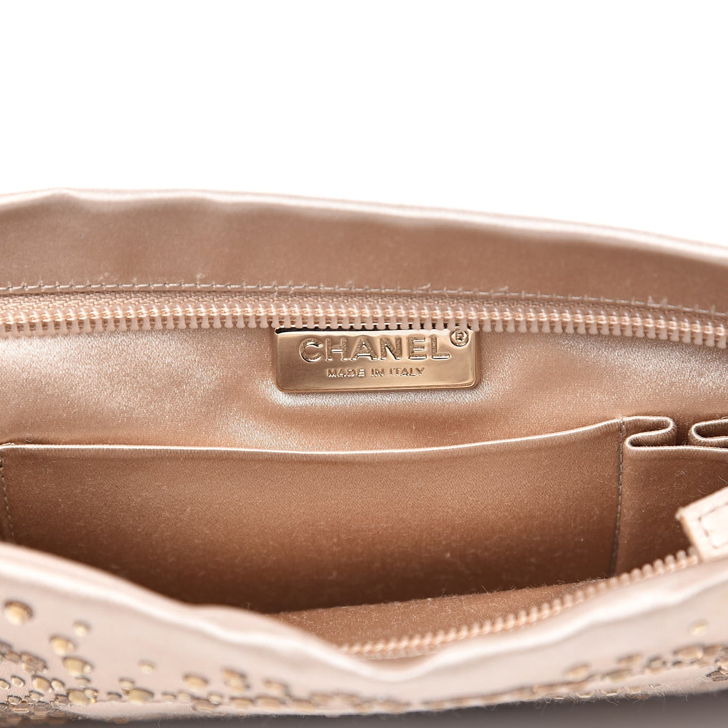 Satin Diamante Camellia Evening Clutch Bag Light Beige