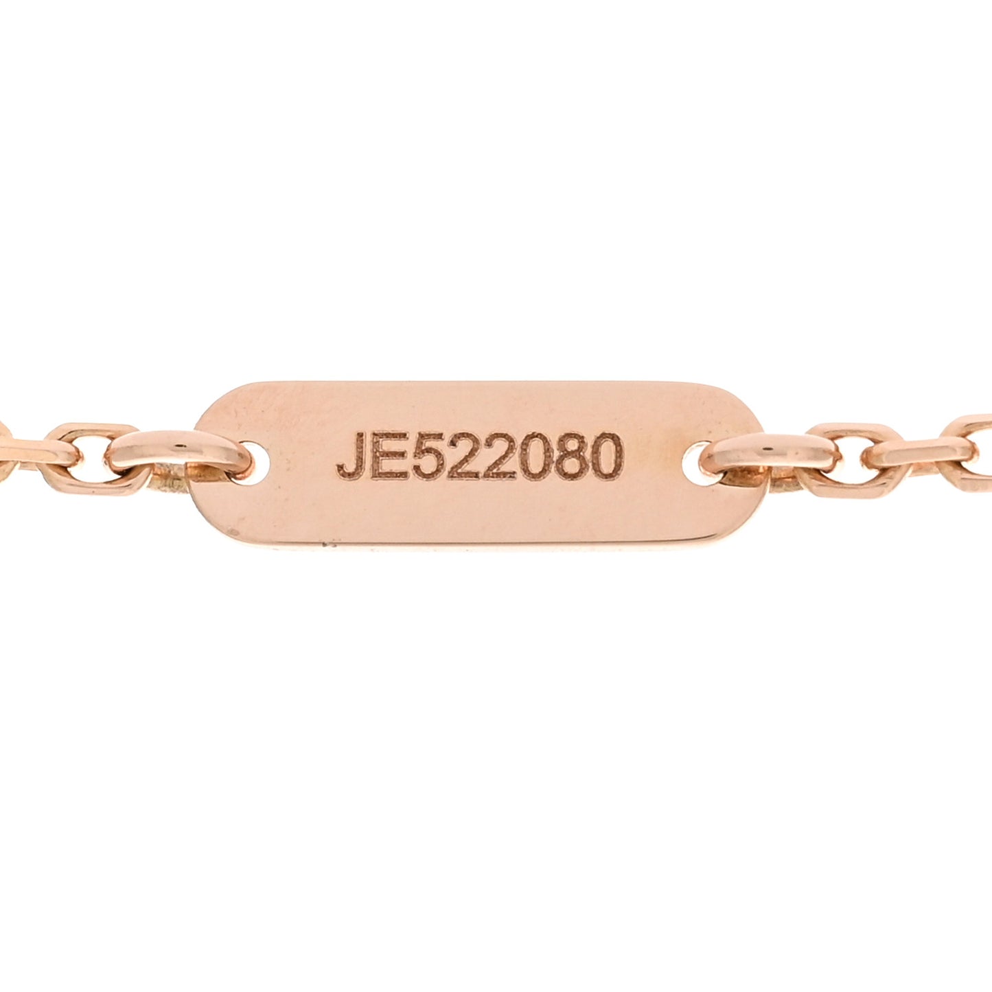 18K Rose Gold Diamond Pink Porcelain Vintage Alhambra Pendant Necklace