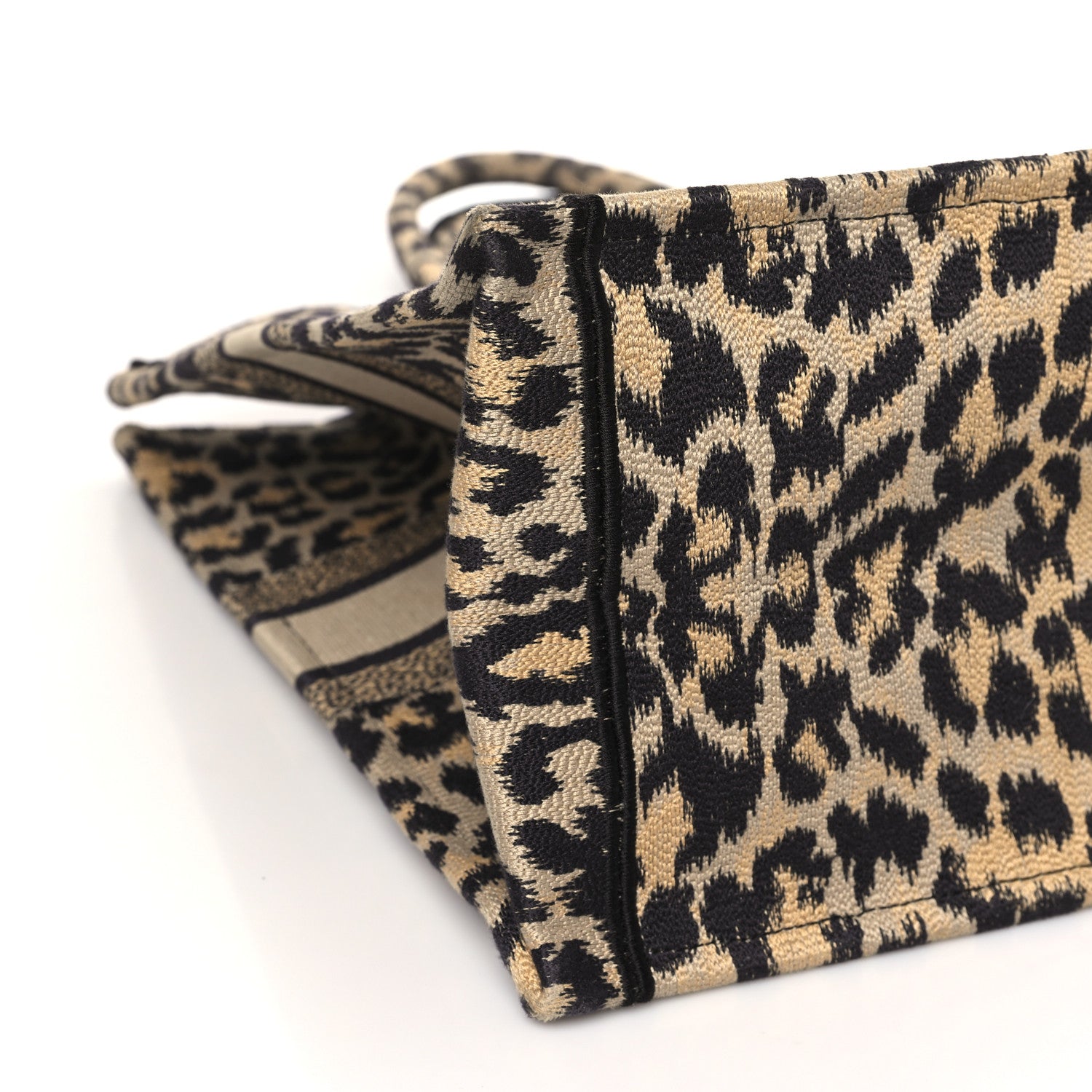Christian Dior Canvas Mizza Embroidered Large Leopard Book Tote Beige 9 of 10