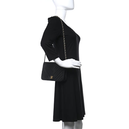 Chanel Lambskin Chevron Quilted Small Single Flap Black 2 of 9