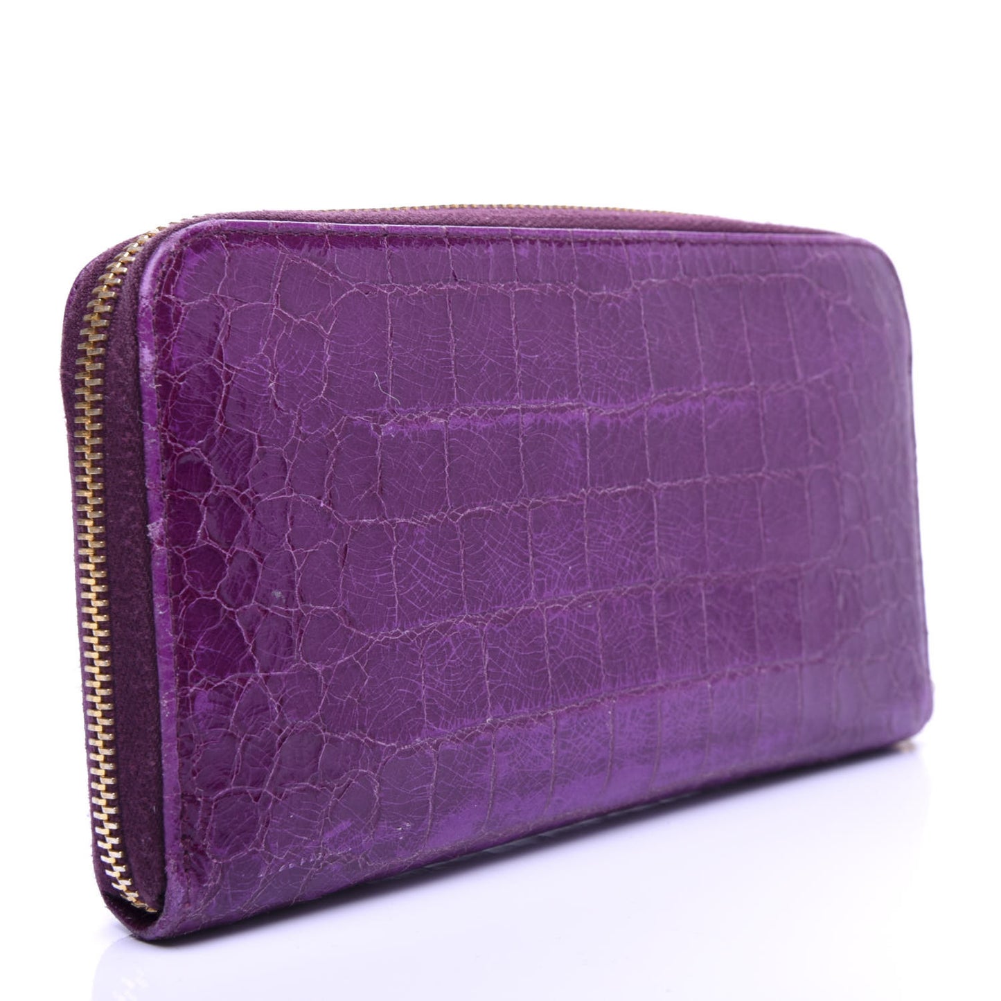 Patent Crocodile Embossed Wallet Purple
