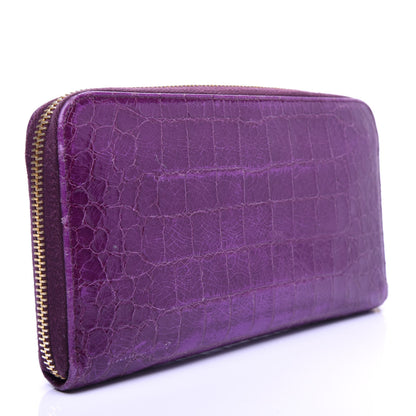 Miu Miu Patent Crocodile Embossed Wallet Purple 3 of 8