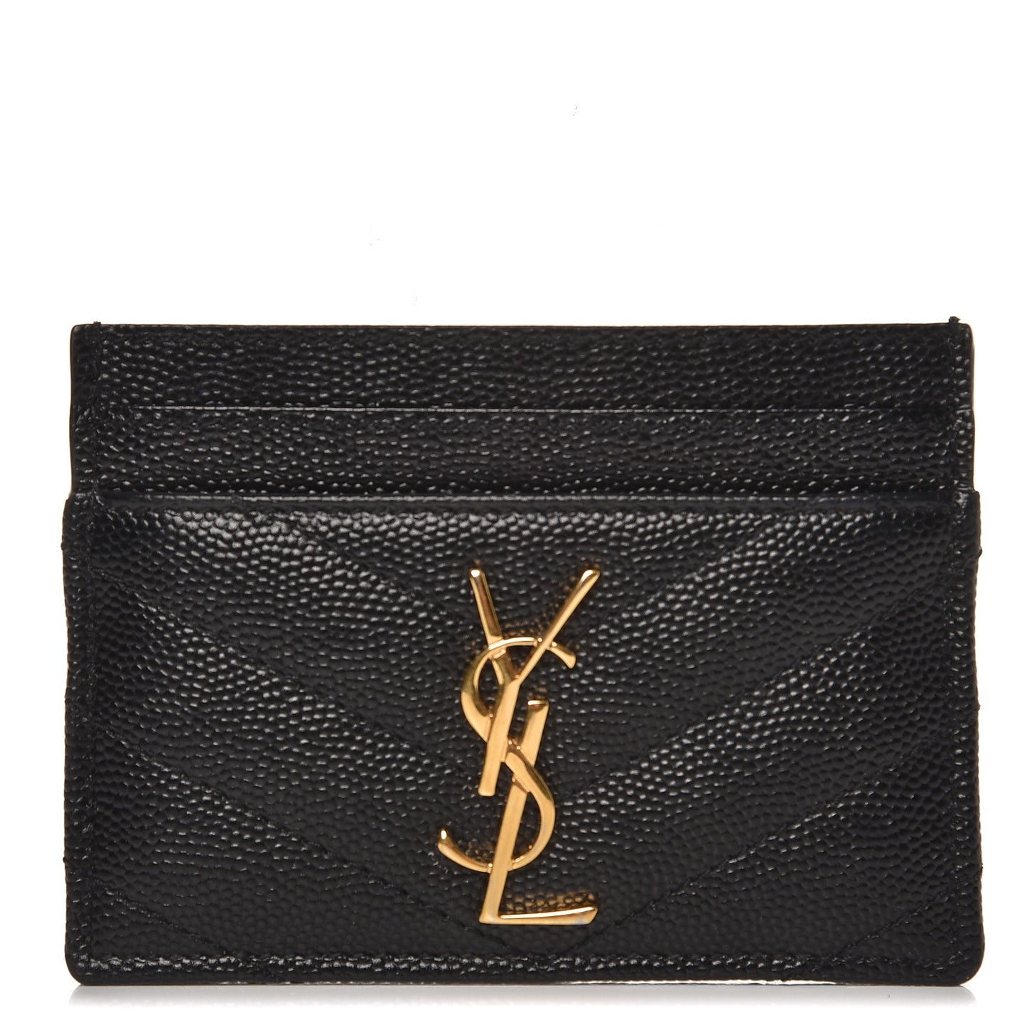 Grain De Poudre Matelasse Chevron Monogram Credit Card Case Black