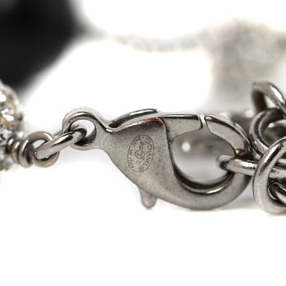 Chanel Enamel Pearl Beaded CC Bracelet Black Silver 4 of 4