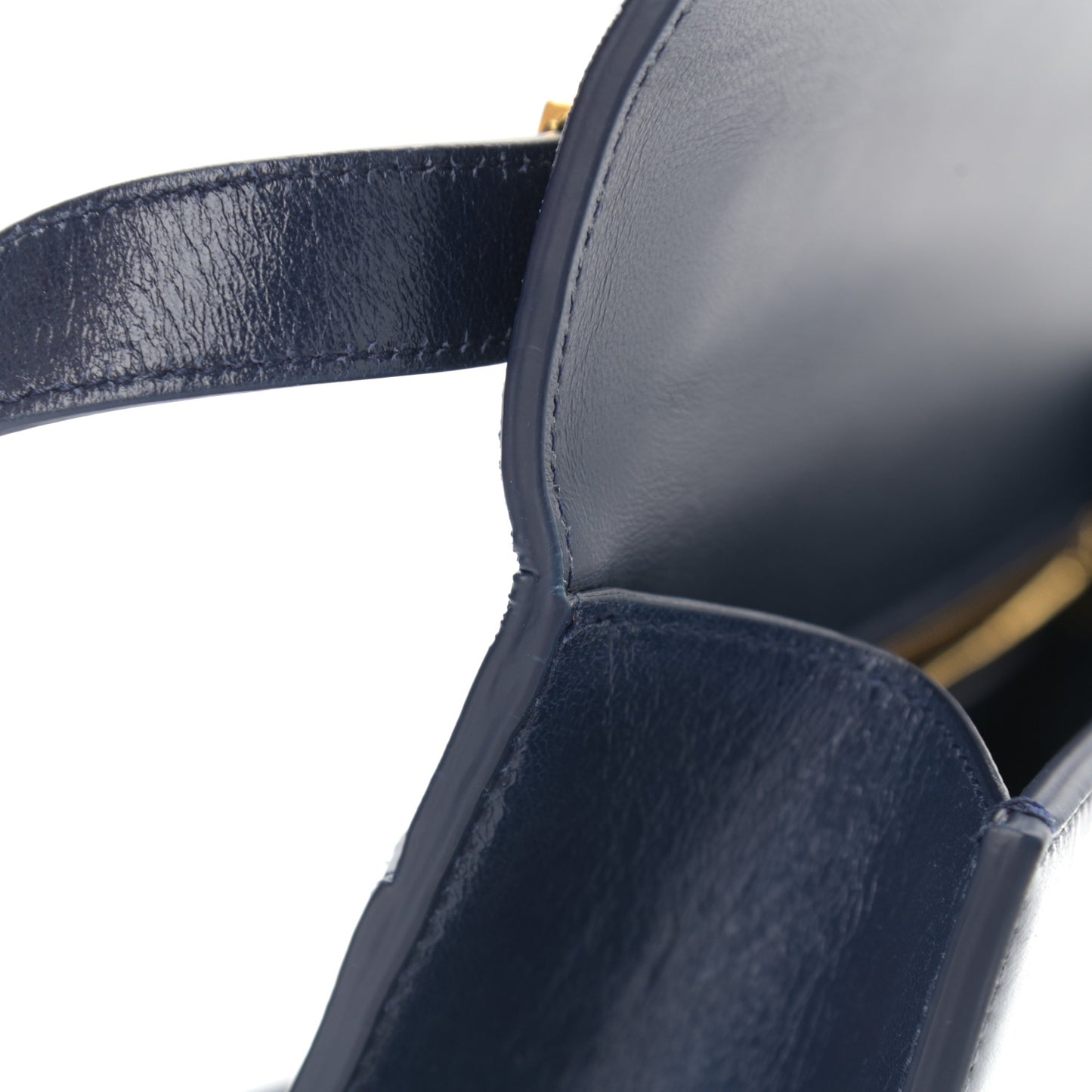 Shiny Crinkled Lambskin 30 Montaigne Flap Bag Indigo