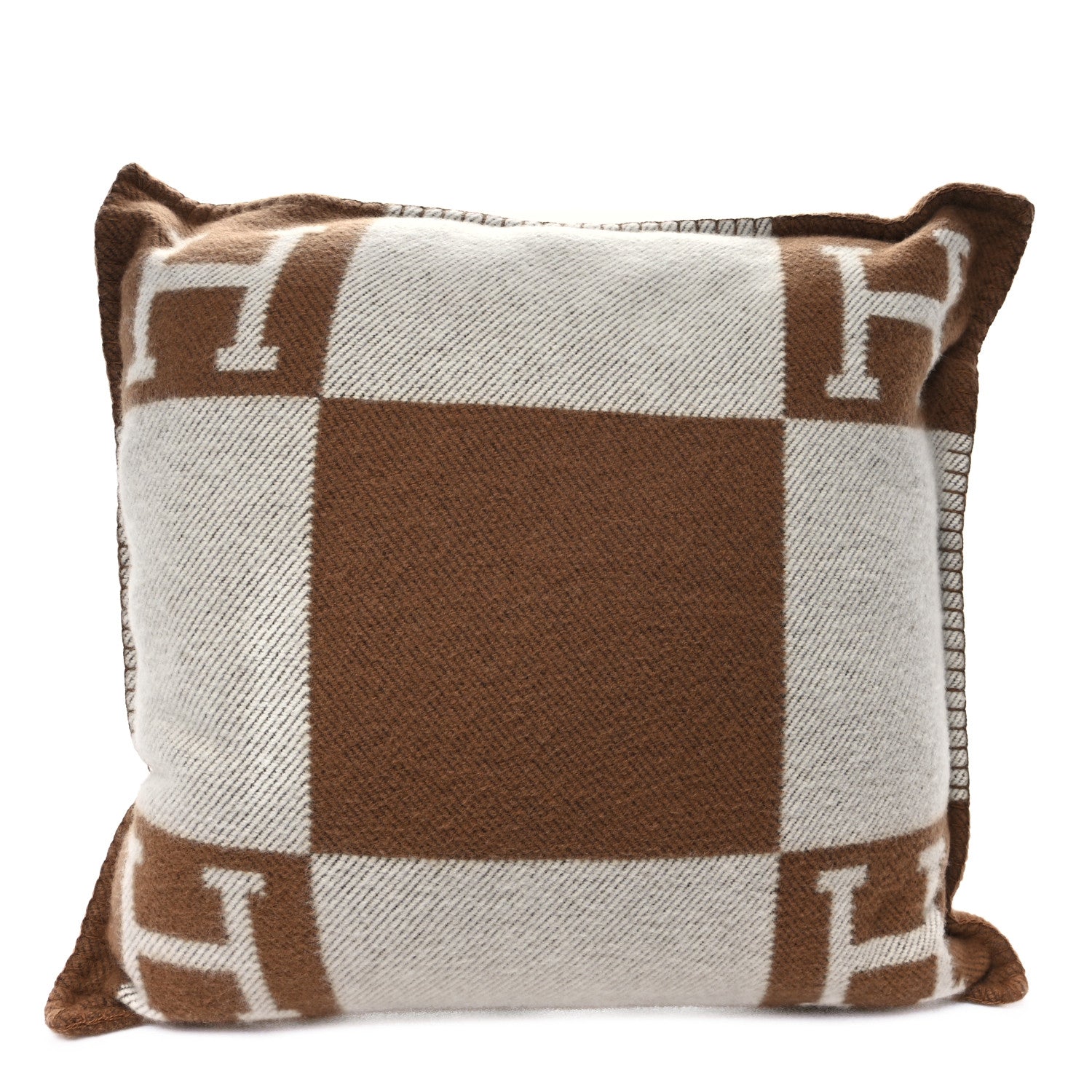 Hermes Wool Cashmere Avalon Pillow PM Ecru Camel 1 of 3