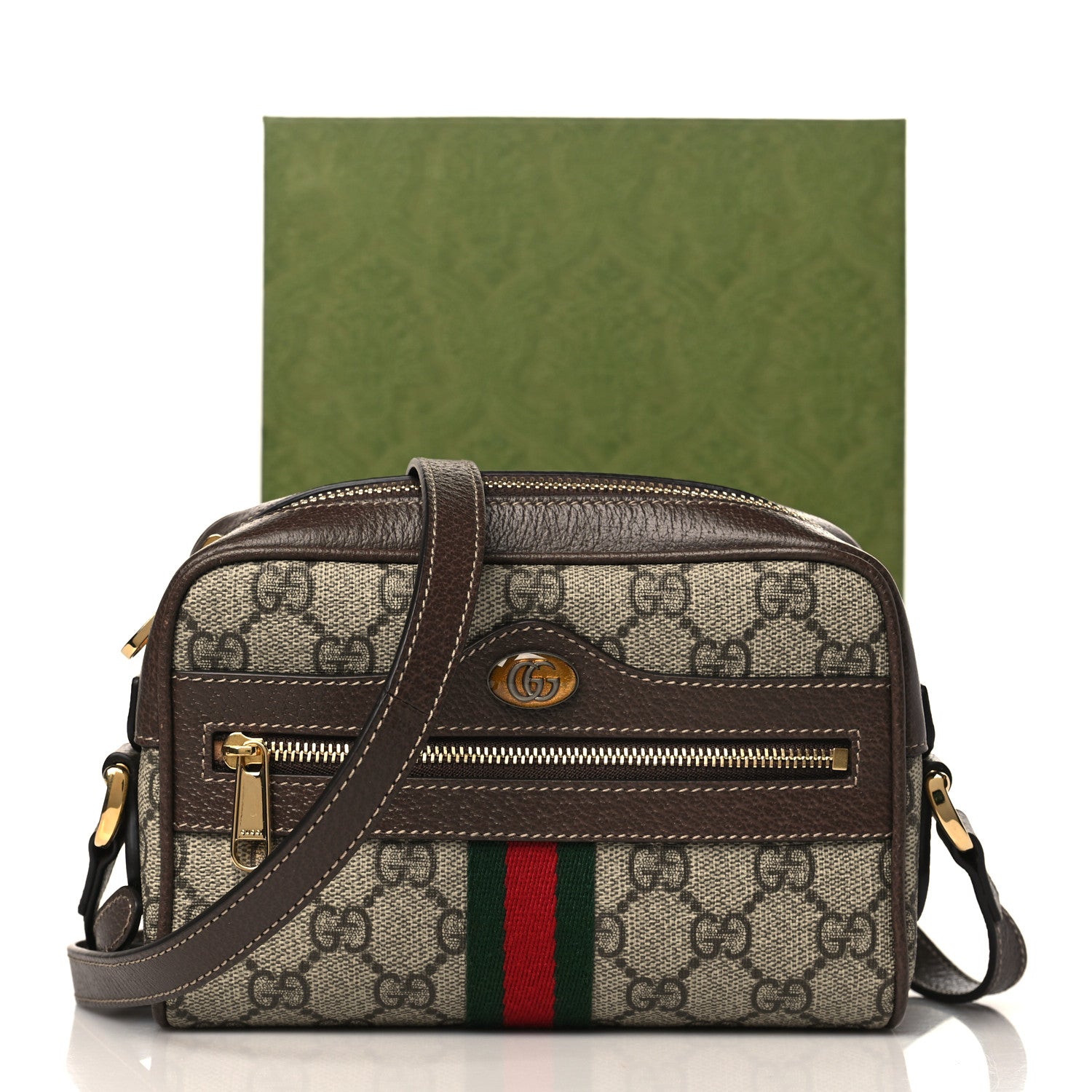 Gucci GG Supreme Monogram Web Mini Ophidia Shoulder Bag Brown 9 of 9