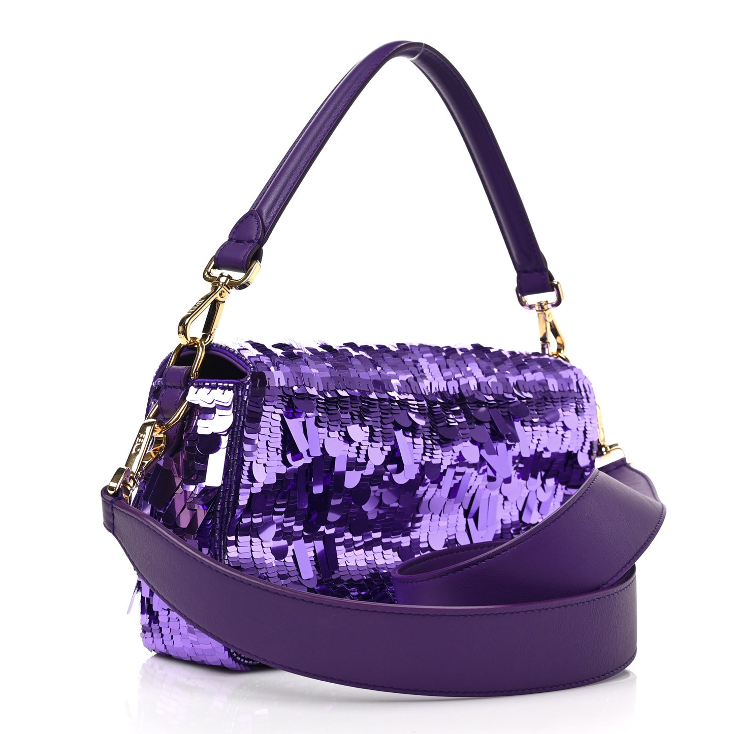 Sequin Paillettes Shiny Nappa Sex and the City Baguette Viola Purple Rain